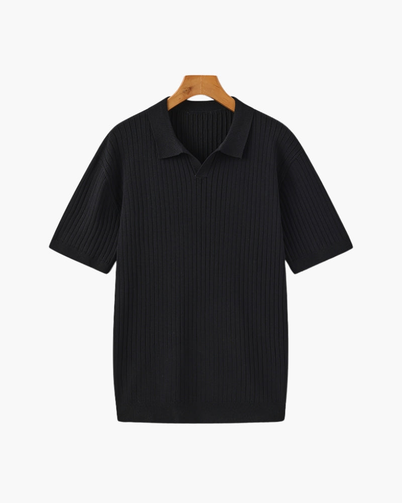 Impetto Ribbed Long-Sleeve Polo Shirt