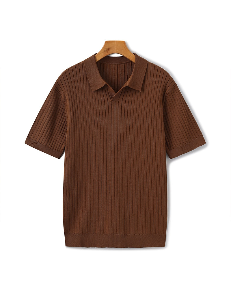 Impetto Ribbed Long-Sleeve Polo Shirt