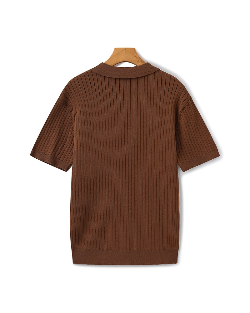 Impetto Ribbed Long-Sleeve Polo Shirt