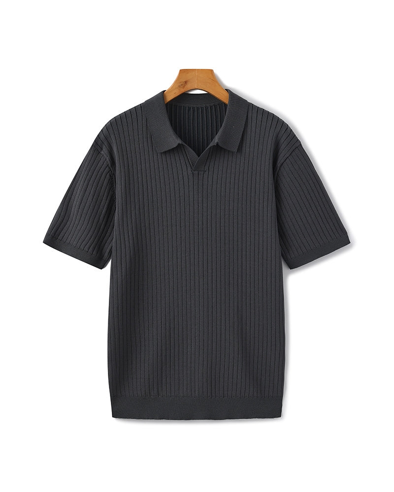 Impetto Ribbed Long-Sleeve Polo Shirt