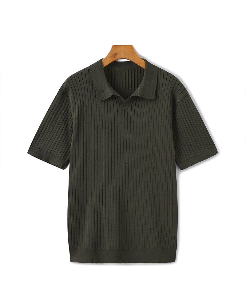 Impetto Ribbed Long-Sleeve Polo Shirt